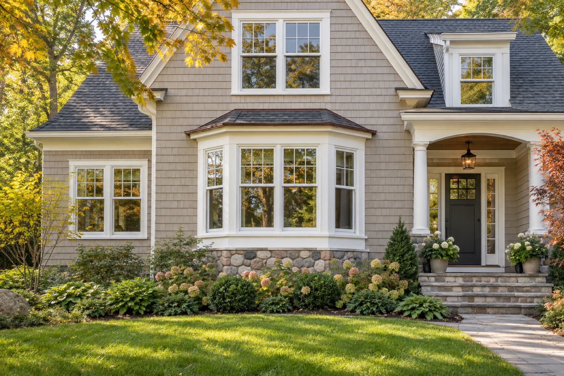 A classic Minnesota home with new white replacement windows